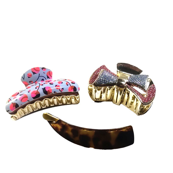 Hair Barrettes Clips Messy Buns Funky Designs Retro - Picture 2 of 9